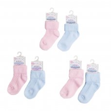 S58-PB: Pink & Blue Turnover Socks (3-24 Months)